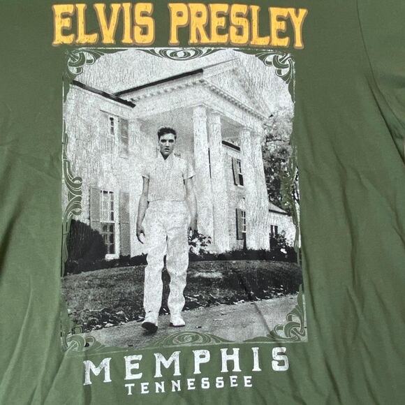 Elvis Presley Memphis Tennessee Graphic Tee T-shirt Men XL Military Green NWT - Picture 2 of 7
